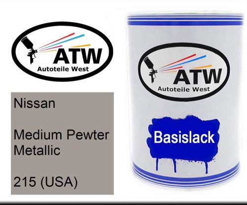 Nissan, Medium Pewter Metallic, 215 (USA): 500ml Lackdose, von ATW Autoteile West.